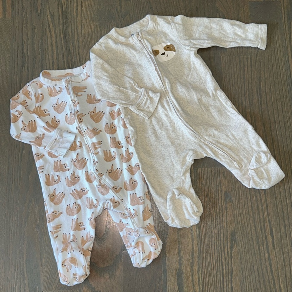 Old Navy Sloth Unisex Sleep & Play One-Piece 2-Pack - 3-6M